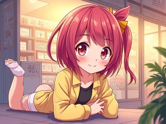 Hanami Anime Plaza의 인기 캐릭터 일러스트와 매장 전경